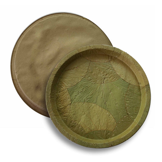 Eco-Friendly Vistaraku Leaf Plate Set - Siali (Bauhinia vahlii) and Palash Leaves | Biodegradable Disposable Plates for Parties, Weddings, BBQs & Traditional Events| Zero Waste | 16-inch Size | Pack of 25